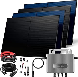 SUNNIVA® 2000W Balkonkraftwerk BIFAZIAL FULLBLACK komplett Steckdose Ecoflow 800W Wechselrichter, PV Solaranlage, 4x 500W Glas-Glas Solarmodule, inkl. 5m Kabel, Bluetooth WIFI, Komplettset Test 2025