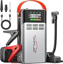 Starthilfe Powerbank für Pkw mit Kompressor 150PSI, ANFLAG 5500A Auto Starthilfe Powerbank für All Benzin und 12.0L Dieselmotor, Starter Powerbank mit LCD Bildschirm, LED Taschenlampe und Doppel USB Test 2025