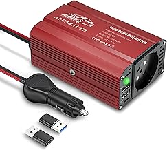 300W Spannungswandler, Wechselrichter 12V auf 230V Stromumwandler mit 4.8A Duales USB kfz ladegerät und Auto Steckdose, Laden Sie Ihr Laptop, iPad, iPhone, Tablet Und Mehr - Rot Test 2025