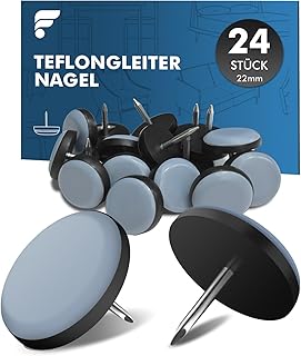 Möbelgleiter Teflon Set mit Nagel - 24 Stück Ø 22 mm Blau Runde Teflongleiter, Effektive Befestigung und Schutz für Möbel und Böden Test 2025