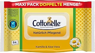 Cottonelle Feuchtes Toilettenpapier, Natürlich Pflegend - Kamille & Aloe Vera, Biologisch Abbaubar, Plastikfrei, Wiederverschließbar, 1 x 84 Feuchttücher (Einzelpack) Test 2025