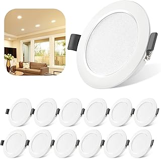 LED Spots 230V 5W IP44, 12er Set LED Einbaustrahler Flach 3000K Warmweiß, 450lm Deckenspot Einbauleuchten 68-80mm EinbauØ, Mini Slim Deckenstrahler Einbautiefe 25mm für Badezimmer Wohnzimmer Küche Test 2025