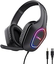 Trust Gaming GXT 419 Rayne Leichtes Gaming Headset für PC/Konsole, USB-betriebene LED Beleuchtung, 50-mm-Treiber, 3,5 mm Audioanschluss, Over-Ear Kopfhörer mit Kabel Computer Laptop, Schwarz Test 2025