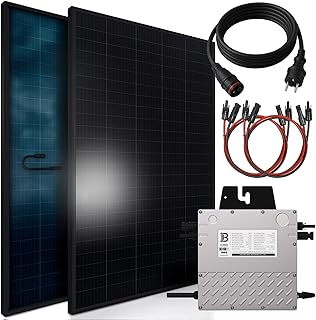 SUNNIVA 920W Balkonkraftwerk BIFAZIAL FULLBLACK komplett Steckdose Beny 800W Wechselrichter, PV Solaranlage, 2x 460W Glas-Glas Solarmodule, inkl. 5m Kabel, Komplettset Photovoltaikanlage