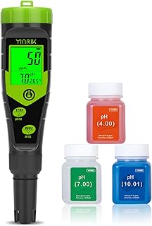 YINMIK pH EC Messgerät Pool pH Tester 4 in 1 Leitfähigkeitsmessgerät PPM Tester Gleichzeitige Messung von pH, EC, Temperatur und TDS für Wasser, Aquarium, Bierherstellung, Hydroponik Test 2025