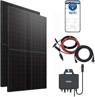 Haier 880 W Balkonkraftwerk, 800 W Stecker-Solaranlage mit 2x 440 W Modulen und Wechselrichter, 5 m Kabel, WiFi Test 2025