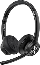 TECKNET V5.2 Bluetooth Headset mit Mikrofon, Wireless Headset mit Noise Cancelling und Stummschaltung Mikrofon, Wiederaufladbar On-Ear Kopfhörer kabellos für Trucker/Callcenter/Büro - 50+ Std. Akku Test 2025