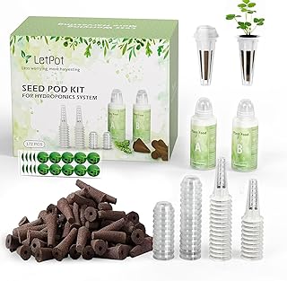LETPOT 172 STK. Seed Pod Kits, Hydroponische Wachstumsschwämme, Grow Anything Kit Pod für Hydroponik mit 60 Schwämmen, 2 Nährstoffflaschen, 25 Körben, 60 Aufklebern, 25 Keimhauben Test 2025