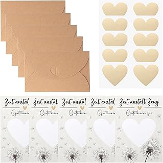 HENGBIRD Zeit statt Zeug Gutschein zum selber ausfüllen, Gutscheine zum selber ausfüllen, Gutscheinkarten zum Selbstausfüllen, Rubbelkarten zum selber beschriften, 5 Rubbel Gutschein mit 5 Umschlägen