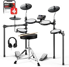 Donner DED-70 E Schlagzeug Elektronisch für Kinder, Electric Drum Set für Anfänger mit 150 Sounds 4 Quiet Mesh Pads 9" Becken Thron Kopfhörer Sticks 2 Pedale Weihnachten Geburtstag Geschenk für Kids Test 2025
