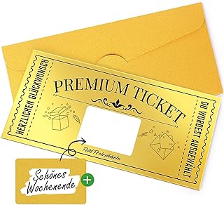 Goldenes Ticket, Spezielle Geburtstagskarte mit Rubbelaufkleber, Geschenke für Frauen, Geschenk Idee für Freundin, Mama, Kind