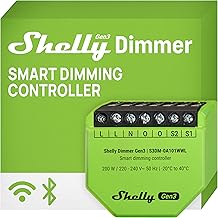 Shelly Dimmer Gen3, WLAN Smart Dimmer, Hausautomation, Dimmbare Lichter, LED-Streifen, Kein Neutralleiter Еrforderlich, Smarte Zeitpläne, Kein Hub Еrforderlich, iOS & Android, Alexa & Google