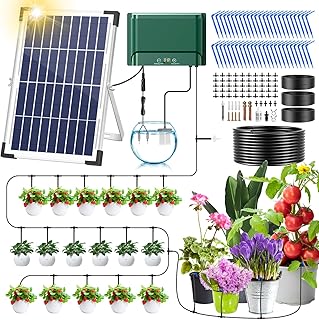 10W Solar Bewässerungssystem für Garten, 50M Schlauch für 1–50 Topfpflanzen, Automatisches Bewässerungssystem mit Timer für Garten, Balkon, Gewächshaus und Kübelpflanzen im Freien Test 2025