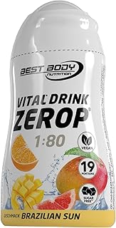 Best Body Nutrition Vital Drink ZEROP - Brazilian Sun, Original Getränkekonzentrat - Sirup - zuckerfrei, 1:80 ergibt 19 Portionen Fertiggetränk, 48 ml Test 2025