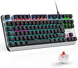 OMOTON Mechanische Gaming Tastatur mit Roten Schaltern(Linear), 80% TKL, QWERTZ Keyboard, Schnelle Reaktion, Anti-Ghosting, 20 LED Beleuchtung, Tastatur für PC/Windows/PS4, ISO-DE Test 2025