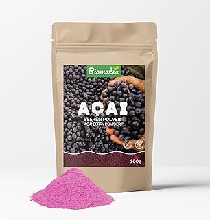 Acai Beeren Pulver – 100% rein – Ohne Zusätze, Vegan, Glutenfrei – Ideal für Smoothies, Joghurt & Müsli – 100g Zip-Beutel für Frische, Acai Powder Superfood Test 2025
