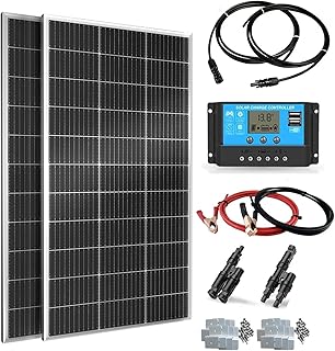 300W Solarpanel-Kit Set, Monokristallines 18V 2X150Watt Glas Solarmodul+20A 12V/24V Solarladeregler+Solarkabel Off-Grid-System für 12V Batterien Solaranlage Wohnmobil Balkon Photovoltaik Test 2025