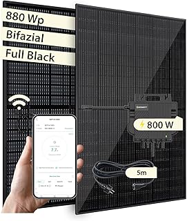 VALE Balkonkraftwerk Bifazial 880 Wp Full Black - Growatt Neo 800M-X Wechselrichter - Solarpanel Set - 5m AC-Kabel - inkl. App-Steuerung Test 2025