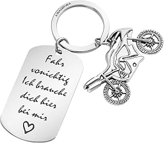 Motorrad Schlüsselanhänger mit Schutzengel, Glücksbringer - Fahr vorsichtig, Engel Motorrad Schlüsselanhänger Geschenk für Motorradfahrer, Jungs Männer Vater Geburtstagsgeschenk