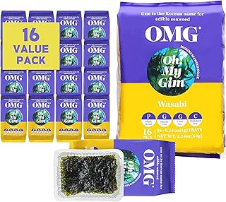 Oh My Gim 16er Pack | Koreanischer Seetang-Snack | Veganer, Kalorienarmer Knusper-Snack | Glutenfrei & Natürlich | Perfekt für Sushi, Bowls, Bier & Snacks (Wasabi) Test 2025