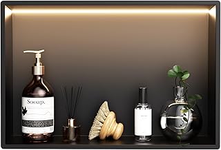 Wandnische Dusche mit LED, 45 * 30 * 10cm Edelstahl Duschnische mit Beleuchtung Lagerung, Wasserdichtes Organisationsregal, Keine Fliesen Erforderlich, für Bad, Küche, Hotel oder Toilette Test 2025