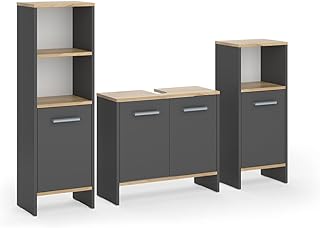 Vicco Badmöbel-Set Anthrazit/Goldkraft Eiche Karli, bestehend aus Bad Spiegelschrank, Waschbeckenunterschrank, Hochschrank - Platz für Pflege- und Badutensilien Test 2025