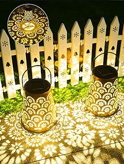 Solarlampen für Außen, 2 Stück Gartendeko LED Solar Laternen für Draußen IP65 Wasserdicht Balkon Deko, Solarleuchte Hängend für Dekoration Terrassen, Garten, Gartendeko, Patio, Camping, Rasen