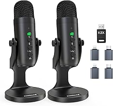 zealsound 2-in-1 Wireless Podcast Mikrofon Kit – Dual 2.4GHz Desktop Mikrofone für PC Mac iPhone PS5, Plug & Play für Streaming Interviews Podcasts Dual-Livestream Solo Aufnahmen Gaming YuTuber Test 2025