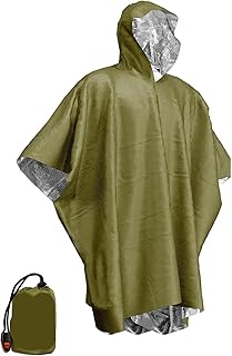 Wasserdichter Notfall-Regenmantel aus Aluminiumfolie, Poncho, Kälteisolierung, Regenbekleidung, Decken, Überlebenswerkzeug, Campingausrüstung FüR Camping(Green) Test 2025