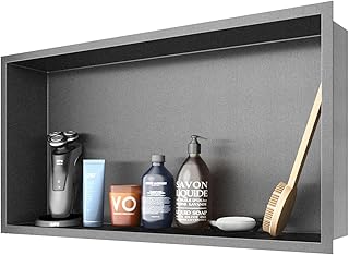 ROVOGO 60 x 30 x 10 cm Nano Schwarz Wandnische Dusche Edelstahl, Eingebettete Duschnische Einzelregal Lagerung für Badezimmer, Einbaunische Dusche Übermontage Test 2025