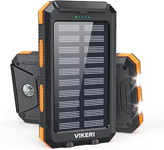 Vikeri Solar Powerbank 26800mAh, Powerbank Solar Wasserdichtes USB C Externer Akku mit 4 Outputs, Power Bank für Smartphones, Tablets und mehr (Gelb)