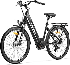 Touroll MA1 26'' E-Bike für Erwachsene, Cityräder Elektrofahrrad mit 250W 75N.M Mittelmotor Motor und 36V 468Wh Akku, Reichweite 110km, Hydraulische Scheibenbremse Ebikes für Herren Damen Test 2025
