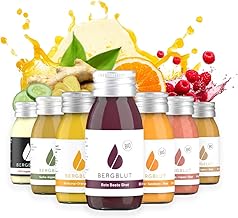 Bergblut Ingwer Shot Mix Box | 7 x 60 ml Bio Shots in verschiedenen Sorten | Ohne Zusatzstoffe | Ingwershot Vegan & 100 % natürlich | Ideal als Geschenk & Adventskalender Befüllung Test 2025