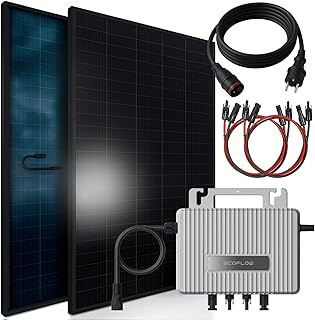 SUNNIVA® 920W Balkonkraftwerk BIFAZIAL FULLBLACK komplett Steckdose Ecoflow 800W Wechselrichter, PV Solaranlage, 2x 460W Glas-Glas Solarmodule, inkl. 5m Kabel, Bluetooth WIFI, Komplettset Test 2025