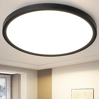 Deckenleuchte LED Deckenlampe Badezimmer - 30cm Schwarz Badezimmerlampe 24W Rund Ultra Dünn Schlafzimmerlampe 3000K Warmweiß Küchenlampe Flurlampe IP44 Wasserfest Badlampe für Bad Flur Küche Test 2025