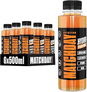 Matchday Nutrition Peach Punch – Regenerationsgetränk für Sportler, Elektrolyt-Drink mit Vitaminen & Mineralstoffen – 6 x 500 ml Flaschen – Zuckerarm & erfrischend Test 2025