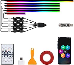 Acryl 6-in-1 RGB LED Auto Innenbeleuchtung, 6 teilige Lichtstreifen-Set 445cm mit 584 LEDs, 16 Mio. Farben & 210 Effekten, USB Anschluss, Musiksteuerung, App & Fernbedienung für Auto Dekoration Test 2025