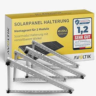 Balkonkraftwerk Halterung im 2er Set (bis 114cm) I Halterung für 2 Solarpanel-Module I Verstellbar von 0-90° I Ideal für Dach, Balkon & Boden Test 2025