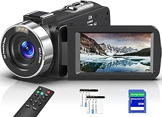 Camcorder 8 K 64 MP Videokamera Digitalzoom 18 x WiFi Kamera für Youtube, UHD-Touchscreen, 3 Zoll IR-Nachtsicht, Vlogging-Kamera mit 32 GB SD-Karte, 2,4 G Fernbedienung und zwei Batterien