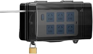 Abschließbare elektrische Verlängerungsbox für den Außenbereich, regenfest, mit 48 Ausgängen, bietet sicheren, wetterfesten Stromspeicher (S, Schwarz) Test 2025