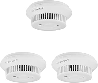 Homematic IP Smart Home Rauchwarnmelder mit Q-Label, Rauchmelder alarmiert lokal über die Sirene und per Push-Benachrichtigung in der Smartphone-App, integrierte LED-Notbeleuchtung, 156587A0
